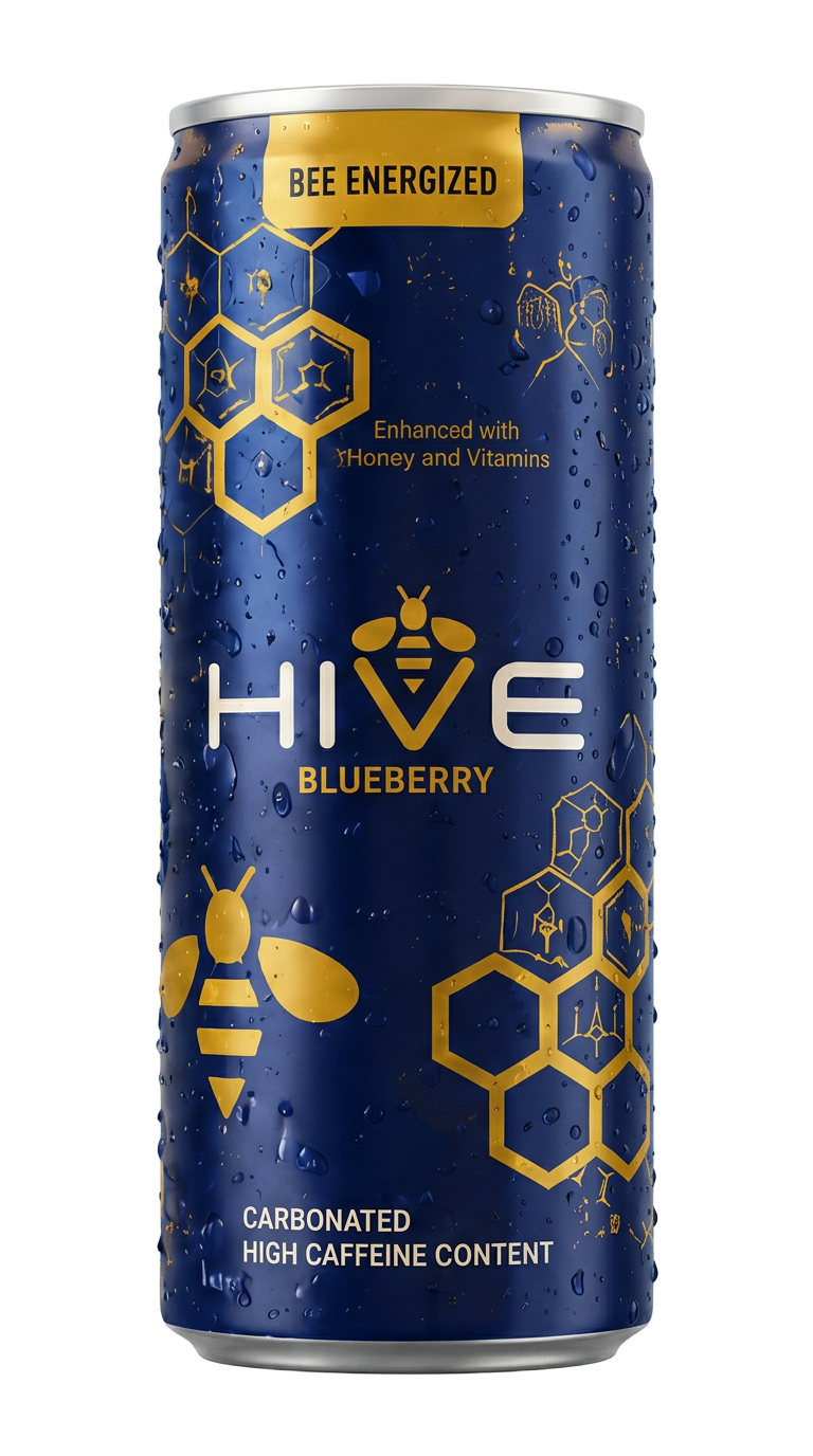 Hive Blueberry 300ml energy drink can